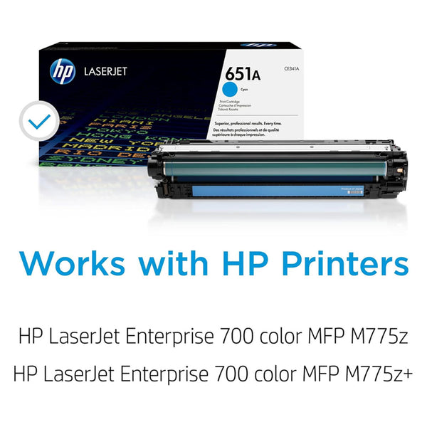 HP 651A Cyan Original LaserJet Toner Cartridge (CE341A)